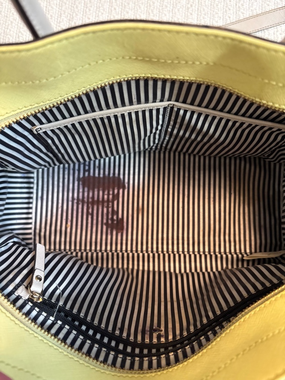 kate spade Yellow and Light Gray Leather Top-Handle Tote - Picture 9 of 9